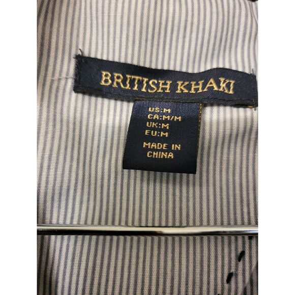 British Khaki Navy Long Sleeve Line & Cotton Blazer Women Size Medium Career - Picture 5 of 10